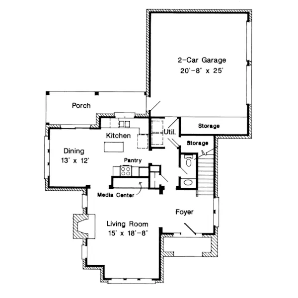 Southern House Plan First Floor - Finn English Tudor Home 137D-0033 - Search House Plans and More