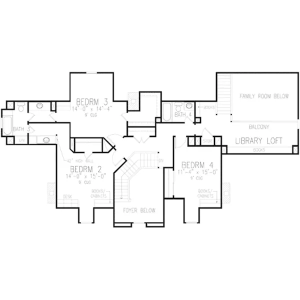 Craftsman House Plan Second Floor - Hoskins Traditional Home 137D-0034 - Search House Plans and More