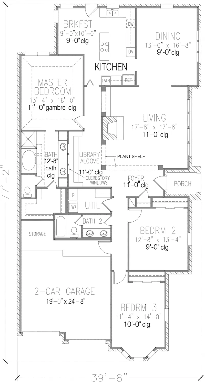 Craftsman House Plan First Floor - Kodner Hill Ranch Home 137D-0035 - Search House Plans and More