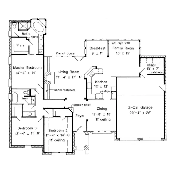 Ranch House Plan First Floor - Mackin Ranch Home 137D-0037 - Shop House Plans and More