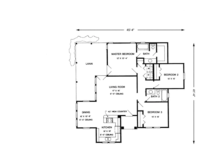 Ranch House Plan First Floor - Scott Bay Coastal Home 137D-0042 - Shop House Plans and More