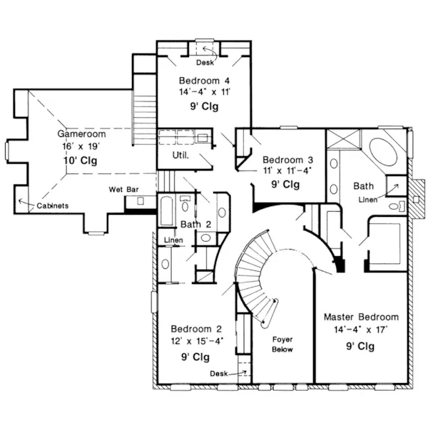 Southern Plantation House Plan Second Floor - Spellman Manor Traditional Home 137D-0148 - Shop House Plans and More