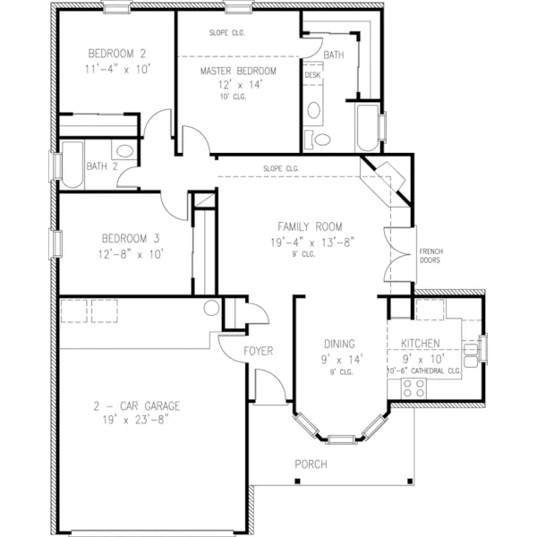 Shingle House Plan First Floor - Abbeybrook Ranch Home 137D-0177 - Search House Plans and More