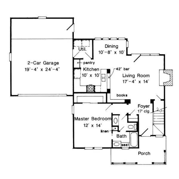 Country House Plan First Floor - Dexton Shingle Country Home 137D-0186 - Search House Plans and More