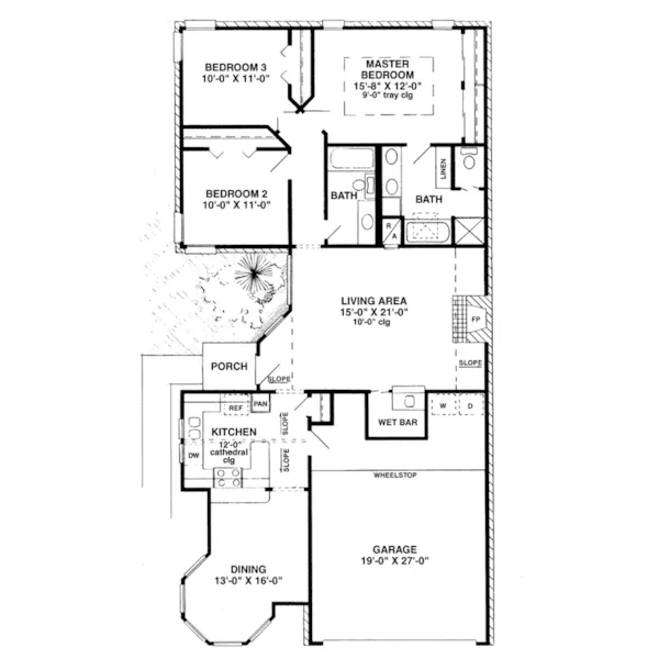 Country House Plan First Floor - Hampton Ridge Ranch Home 137D-0188 - Search House Plans and More