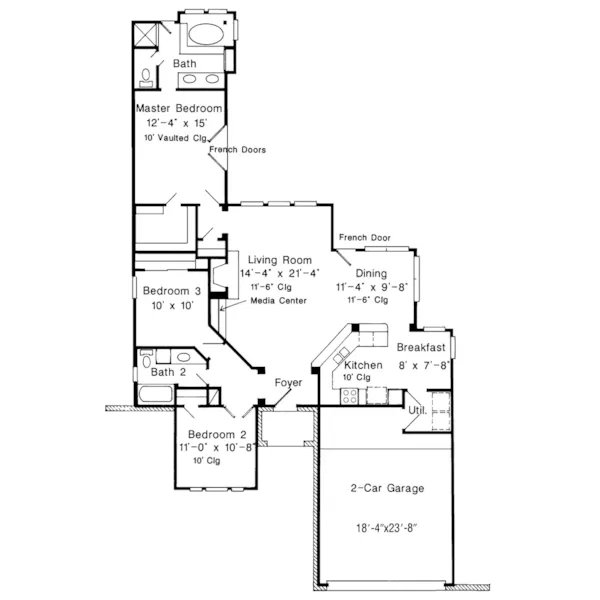 Farmhouse Plan First Floor - Harkey Traditional Ranch Home 137D-0189 - Search House Plans and More