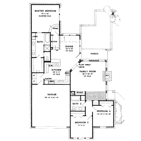 Bungalow House Plan First Floor - Lacole Ranch Home 137D-0194 - Shop House Plans and More