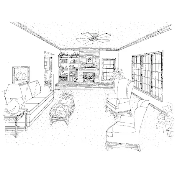 Shingle House Plan Family Room Photo 01 - Libby Hill Country Home 137D-0195 - Shop House Plans and More