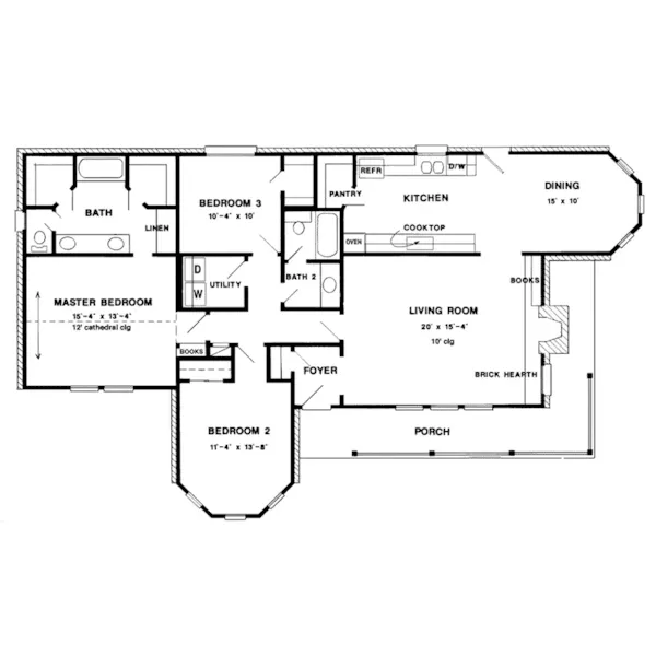 Shingle House Plan First Floor - Libby Hill Country Home 137D-0195 - Shop House Plans and More