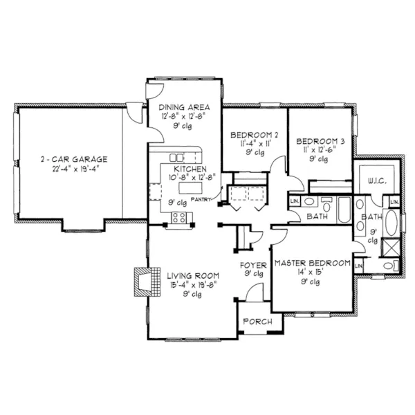 Greek Revival House Plan First Floor - Loreen Ranch Home 137D-0196 - Shop House Plans and More