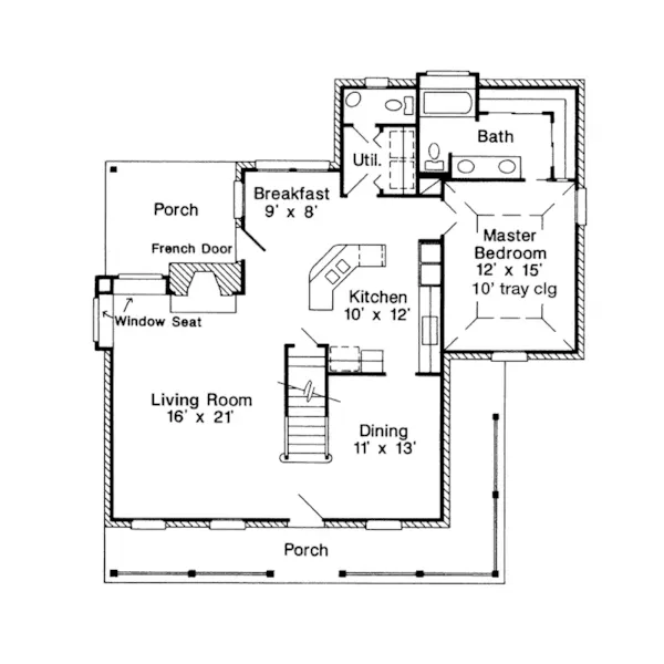 Country House Plan First Floor - Gelsey Country Home 137D-0205 - Search House Plans and More