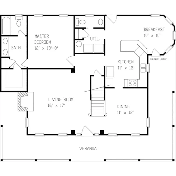 European House Plan First Floor - Johnson Bay Country Home 137D-0206 - Search House Plans and More