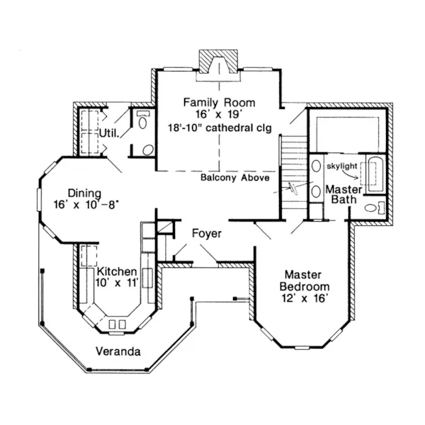 Modern House Plan First Floor - Marvene Country Victorian Home 137D-0208 - Shop House Plans and More