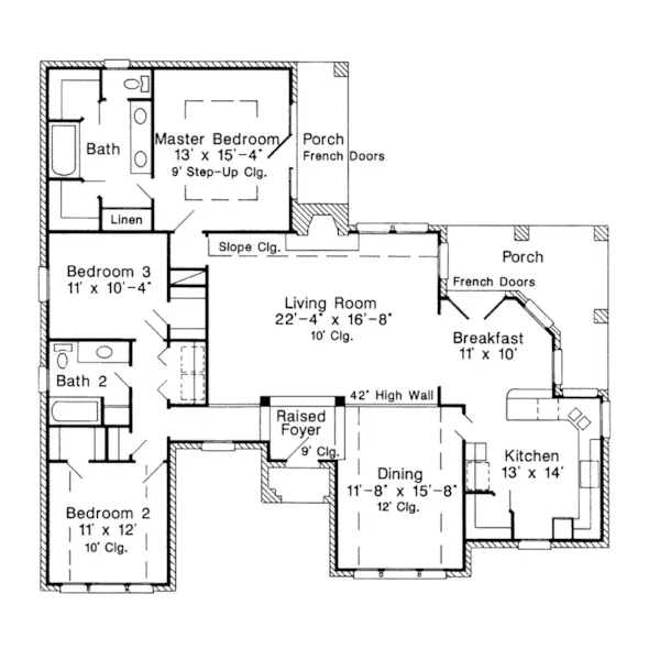 Farmhouse Plan First Floor - Ritter Run Ranch Home 137D-0213 - Shop House Plans and More