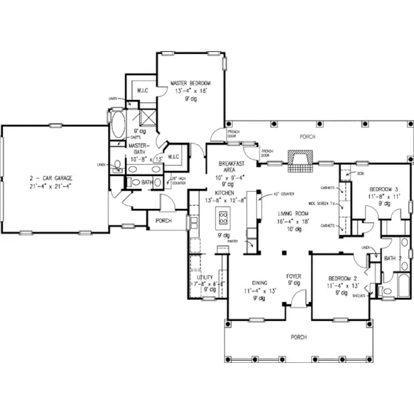 First Floor - Shaker Woods Country Home 137D-0215 - Shop House Plans and More