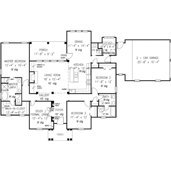 Country House Plan First Floor - Sims Square Traditional Home 137D-0217 - Shop House Plans and More