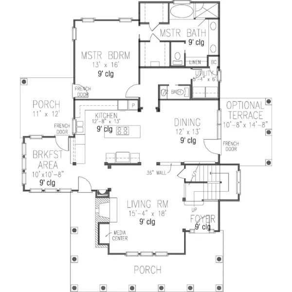 Bungalow House Plan First Floor - Splendor View Farmhouse 137D-0220 - Shop House Plans and More