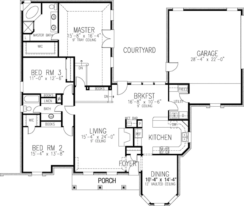 Cape Cod & New England House Plan First Floor - Stebelman Ranch Home 137D-0221 - Shop House Plans and More