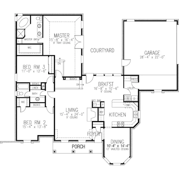 Cape Cod & New England House Plan First Floor - Stebelman Ranch Home 137D-0221 - Shop House Plans and More