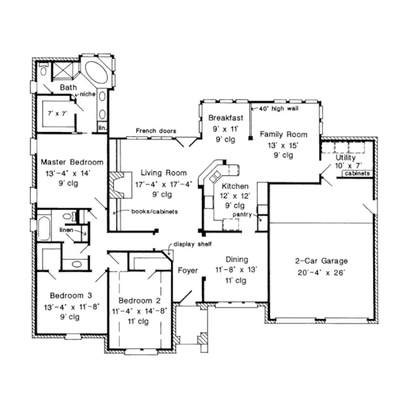 Ranch House Plan First Floor - Olson Crossing Ranch Home 137D-0223 - Shop House Plans and More