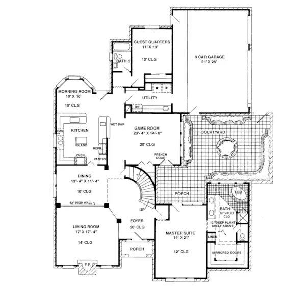 Colonial House Plan First Floor - Hellwig Heights Italian Home 137D-0252 - Search House Plans and More