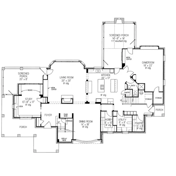 Shingle House Plan First Floor - Tuckers Hill Craftsman Home 137D-0275 - Shop House Plans and More