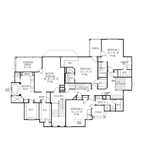 Shingle House Plan Second Floor - Tuckers Hill Craftsman Home 137D-0275 - Shop House Plans and More