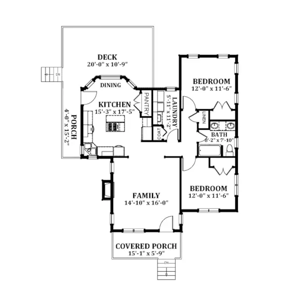 Cabin & Cottage House Plan First Floor - Fair View Country Cottage Home 139D-0001 - Search House Plans and More