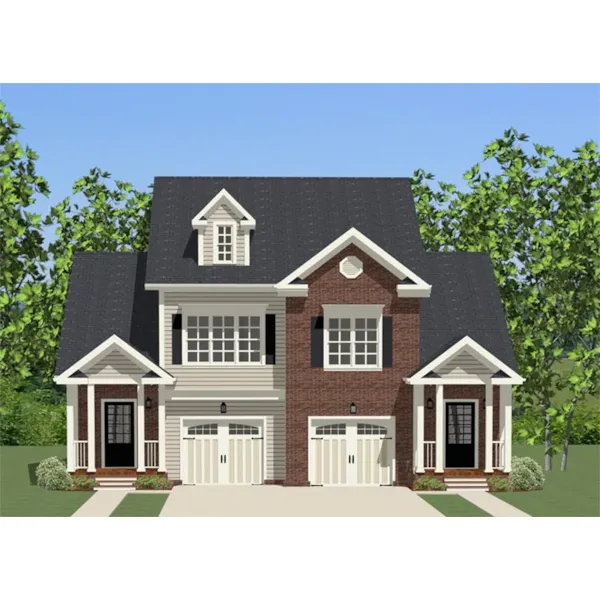 Ranch House Plan Front of Home - Essex Place Duplex Home 139D-0002 - Search House Plans and More