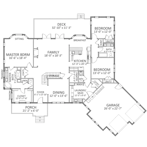 Traditional House Plan First Floor - Spring Field Craftsman Home 139D-0004 - Shop House Plans and More