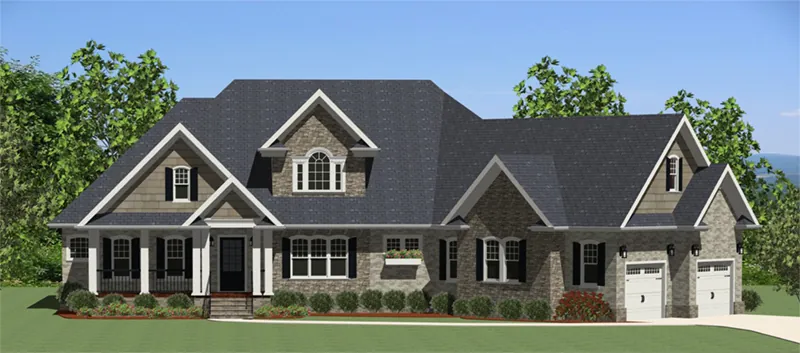 Ranch House Plan Front of Home - Spring Field Craftsman Home 139D-0004 - Shop House Plans and More