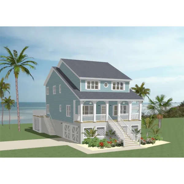 Beach & Coastal House Plan Front of Home - Carteret Coastal Beach Home 139D-0005 - Search House Plans and More