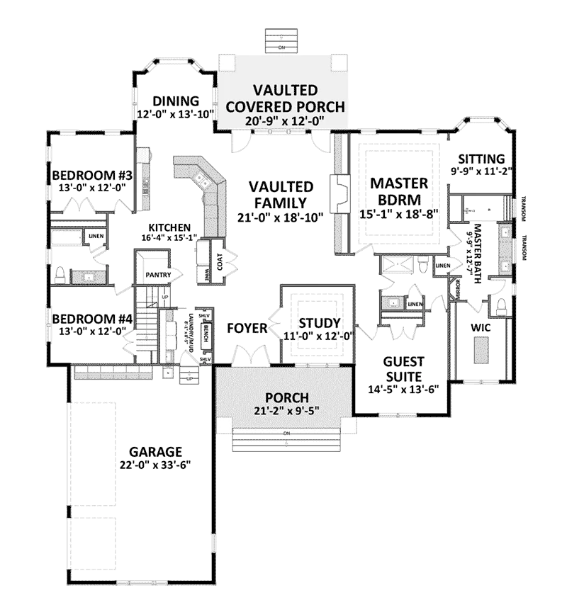 Ranch House Plan First Floor - Oakhollow Craftsman Home 139D-0009 - Shop House Plans and More