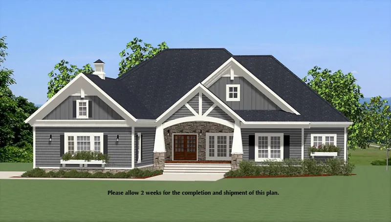 Ranch House Plan Front of Home - Oakhollow Craftsman Home 139D-0009 - Shop House Plans and More
