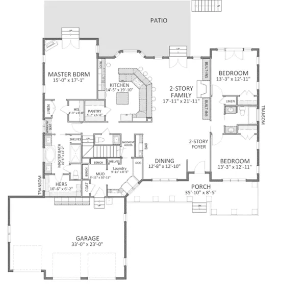 Ranch House Plan First Floor - Vandalia Arts & Crafts Home 139D-0011 - Shop House Plans and More