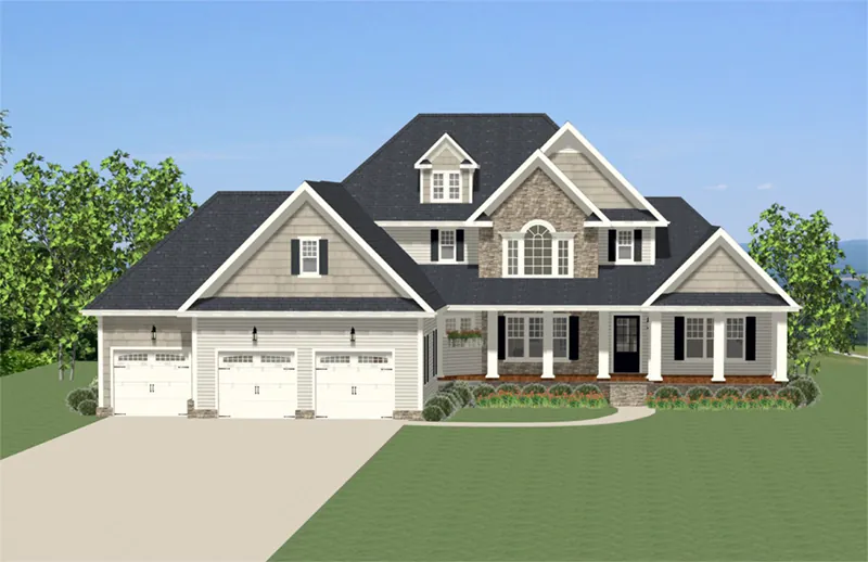 Rustic House Plan Front of Home - Vandalia Arts & Crafts Home 139D-0011 - Shop House Plans and More