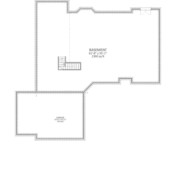 Ranch House Plan Lower Level Floor - Vandalia Arts & Crafts Home 139D-0011 - Shop House Plans and More