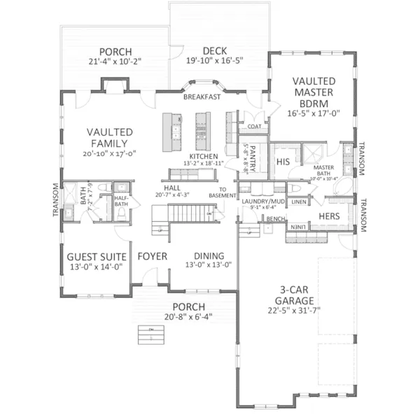 Craftsman House Plan First Floor - Brook Haven Craftsman Home 139D-0012 - Search House Plans and More