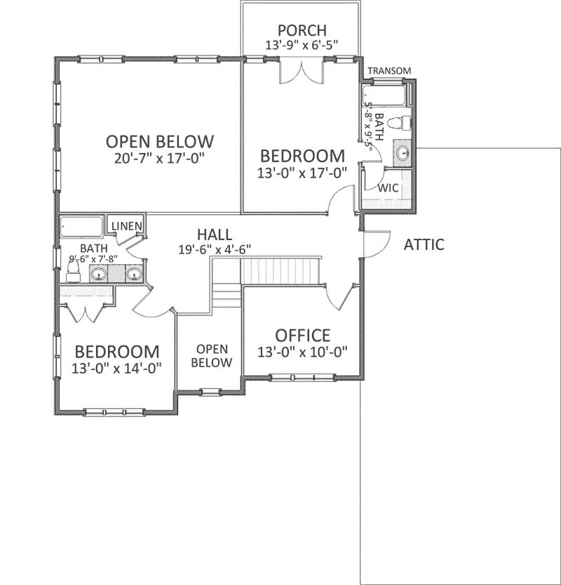 Arts & Crafts House Plan Second Floor - Brook Haven Craftsman Home 139D-0012 - Search House Plans and More