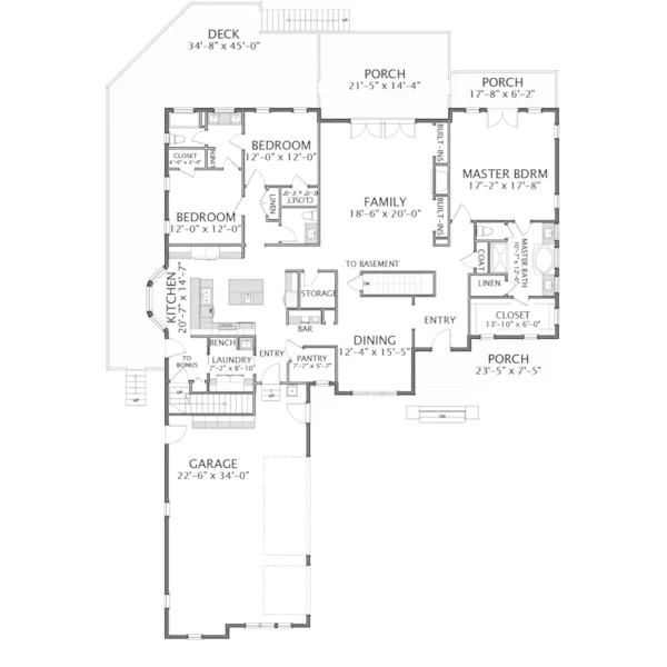 Waterfront House Plan First Floor - Lake Jeanette Rustic Home 139D-0013 - Shop House Plans and More