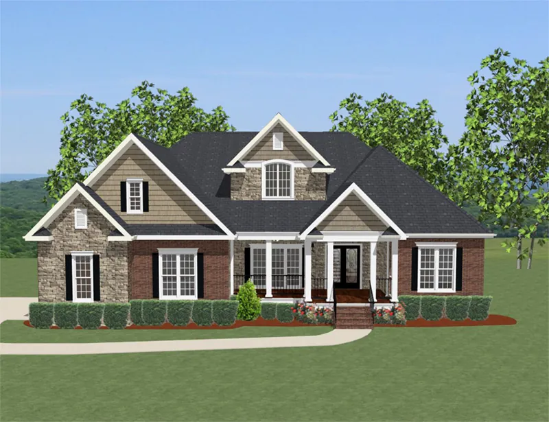 Craftsman House Plan Front of Home - Miller Creek Craftsman Home 139D-0015 - Shop House Plans and More