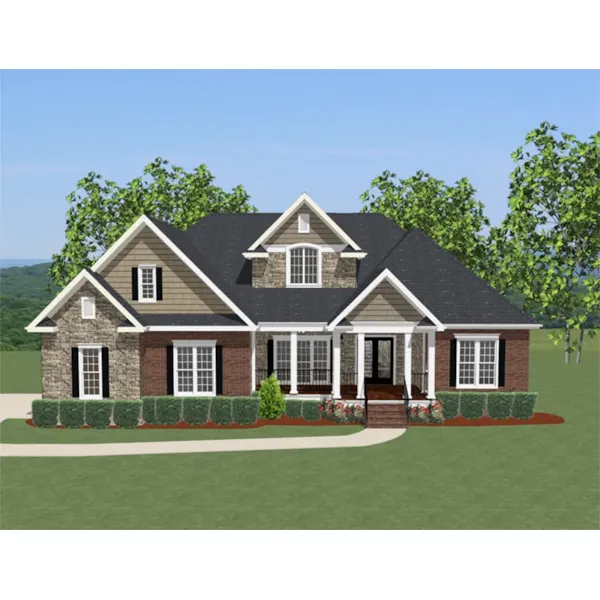 Craftsman House Plan Front of Home - Miller Creek Craftsman Home 139D-0015 - Shop House Plans and More