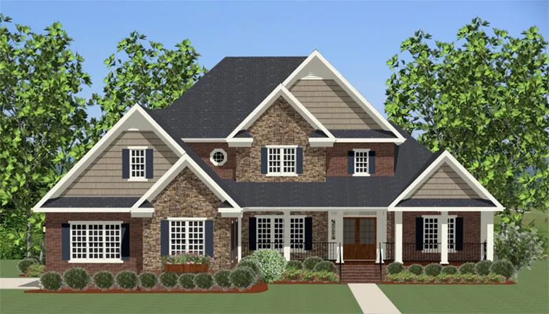 Traditional House Plan Front of Home - Grandover Arts & Crafts Home 139D-0016 - Search House Plans and More
