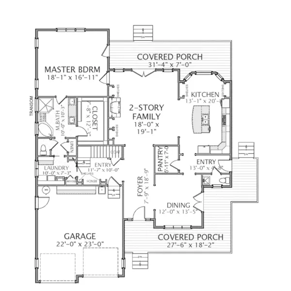 Traditional House Plan First Floor - Glen Wood Craftsman Home 139D-0021 - Search House Plans and More