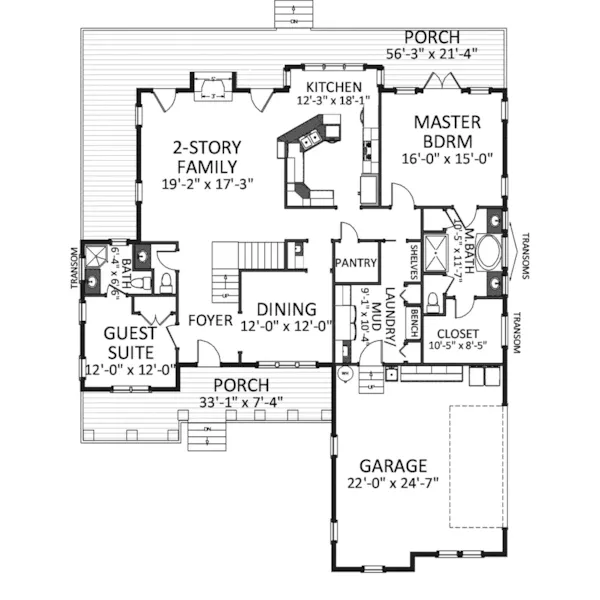 Craftsman House Plan First Floor - Crocker Craftsman Home 139D-0022 - Search House Plans and More