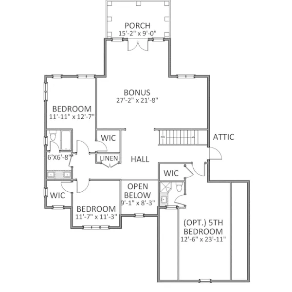 Traditional House Plan Second Floor - Mendenhall Falls Craftsman Home 139D-0023 - Shop House Plans and More