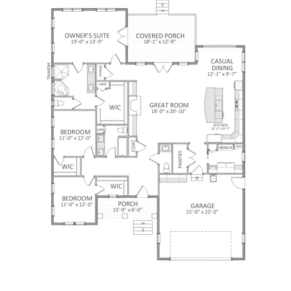 Country House Plan First Floor - Rollins Creek Craftsman Home 139D-0028 - Shop House Plans and More