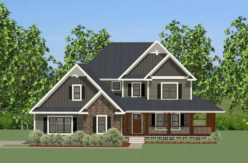 Craftsman House Plan Front of Home - Efland Craftsman Home 139D-0031 - Search House Plans and More