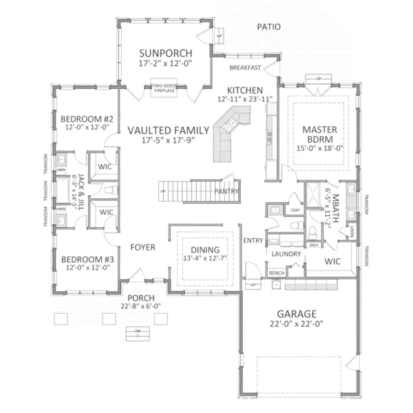 Craftsman House Plan First Floor - Huntington Lake Craftsman Home 139D-0032 - Search House Plans and More