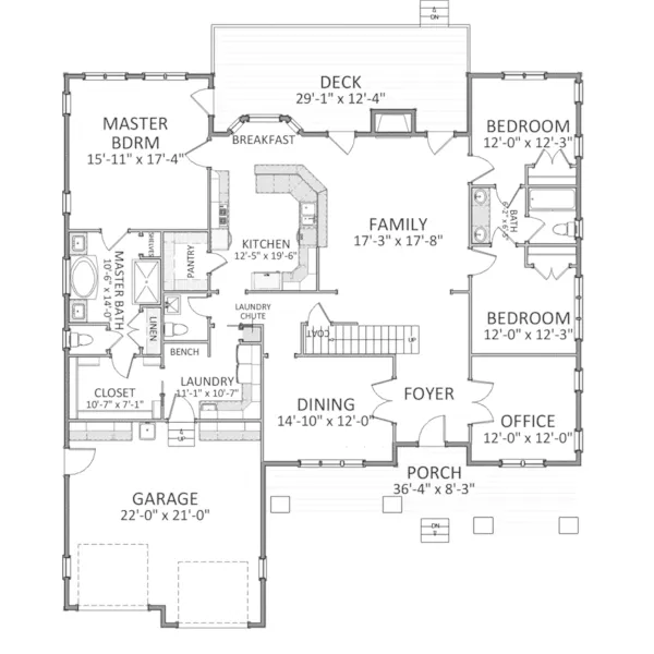 Country French House Plan First Floor - Mecklenburg Craftsman Home 139D-0033 - Shop House Plans and More